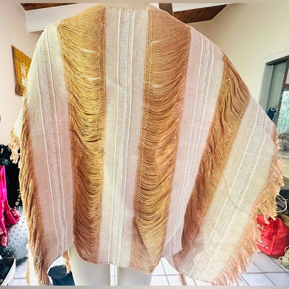 Boutique: New Golden Mexican Bohemian Tulum Top Shredded Organic Coverup Beach - Picture 3 of 4